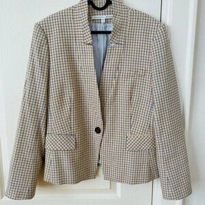 $695 Veronica Beard Farley Herringbone Plaid Dickey Jacket Blazer size 14